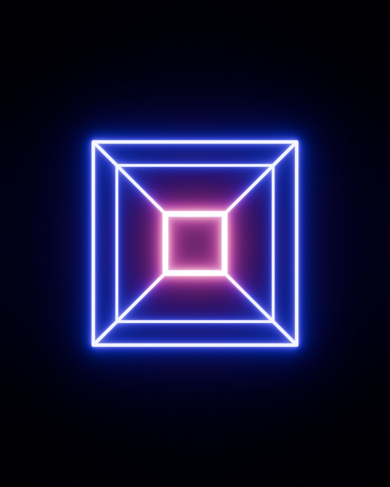 Tesseract (8-cell) rotating through 4D space